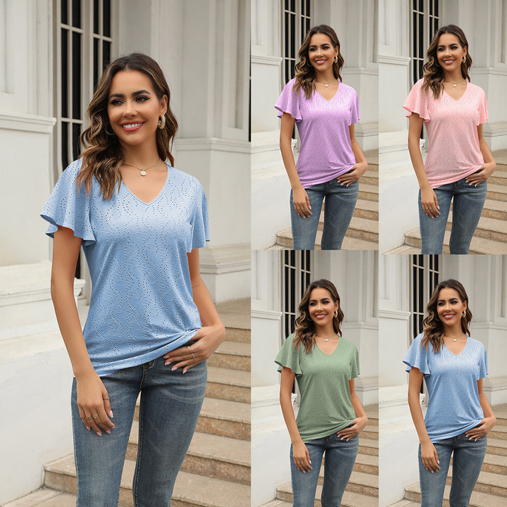 Damer stilige bluse med sommerfugl-ermer Skjora