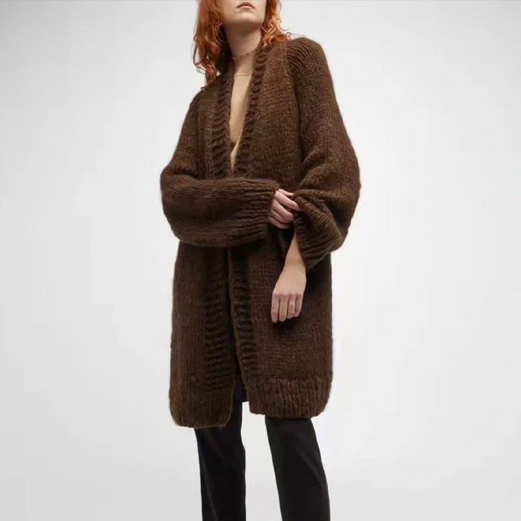 Dame Koseslig Oversize Strikkekardigan Skjora