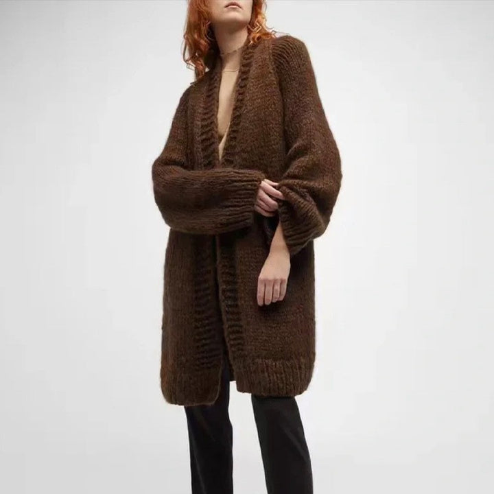 Dame Koseslig Oversize Strikkekardigan Skjora