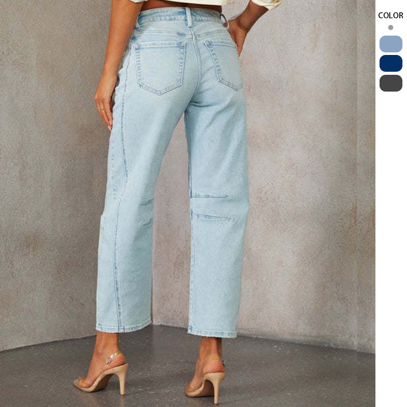 Kvinne Høytliv Mom Jeans med Unik Snitt Skjora