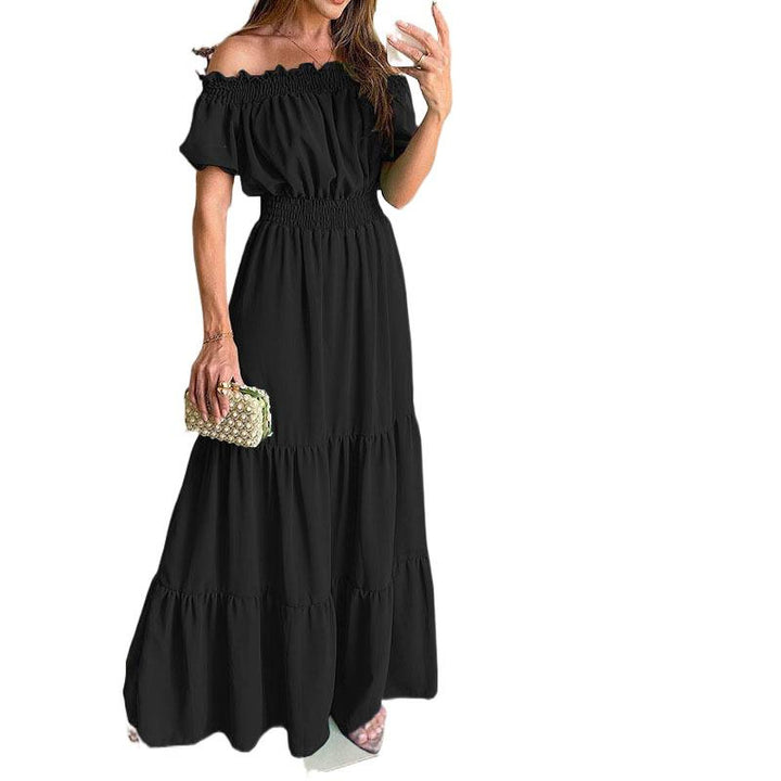 Dame Maxikjole med off-shoulder design og voluminøse ruffle detaljer Skjora