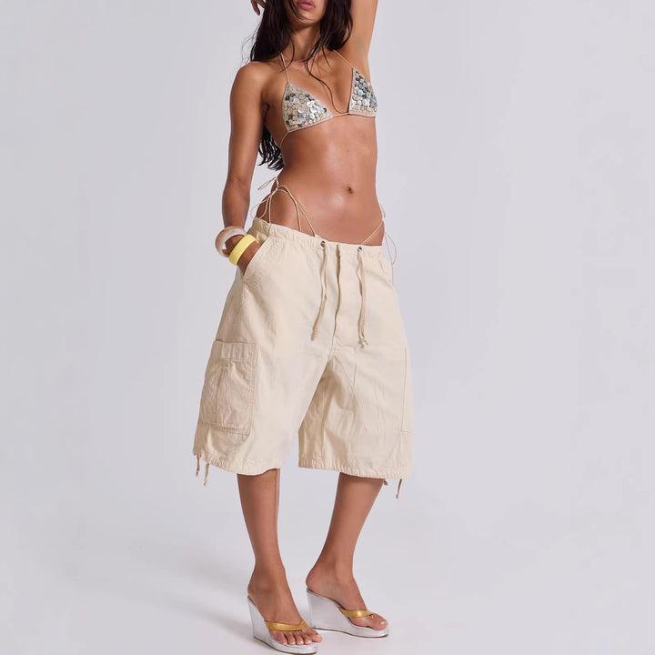 Dame casual korte Cargo-shorts med justerbar midje og praktiske lommer Skjora