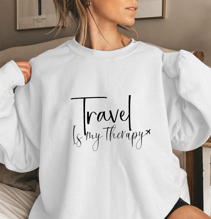 Kvinnelig sweatshirt med statement trykk og pufferm.