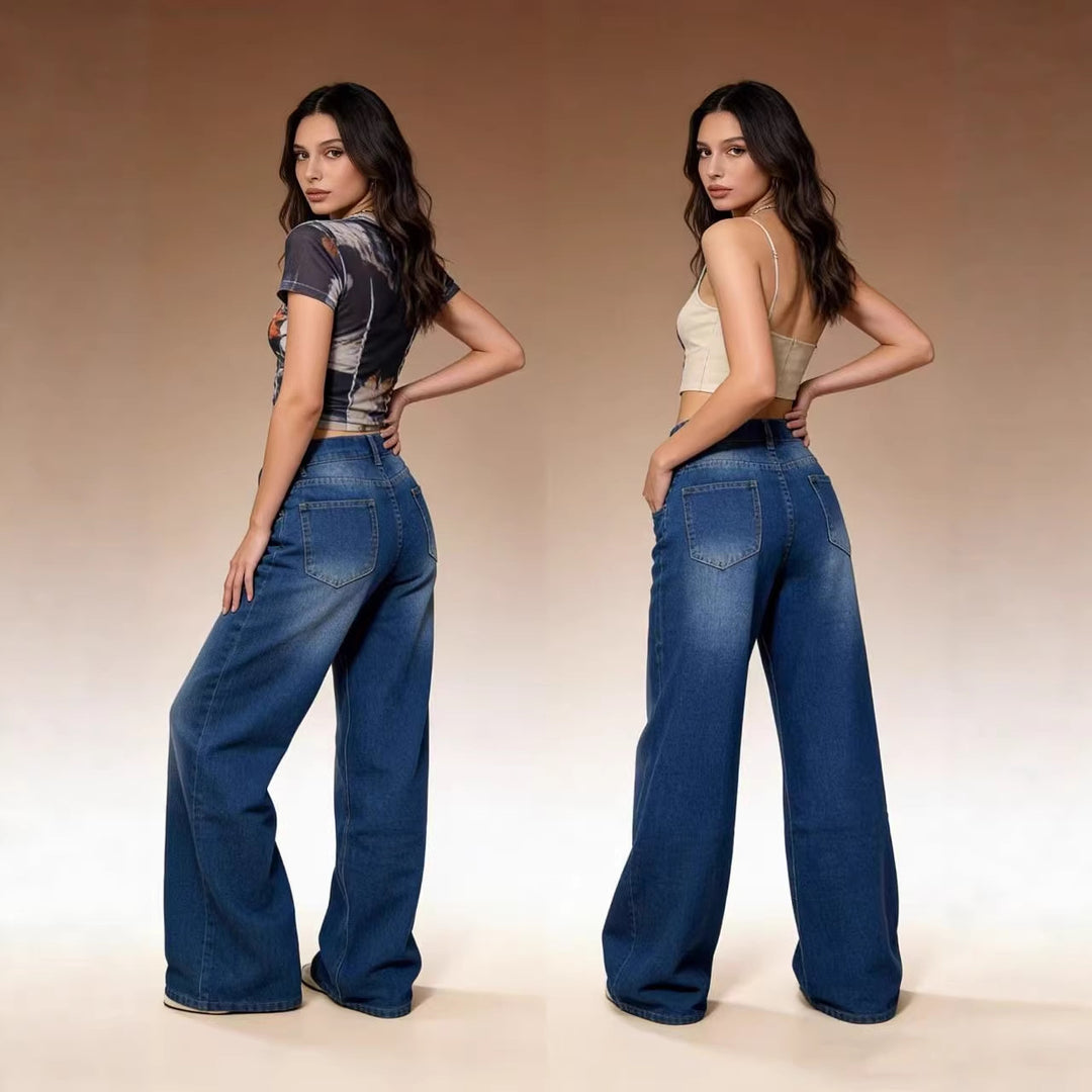 Damer Løst skjærte høyhalsjeans med raffinert midjeform Skjora