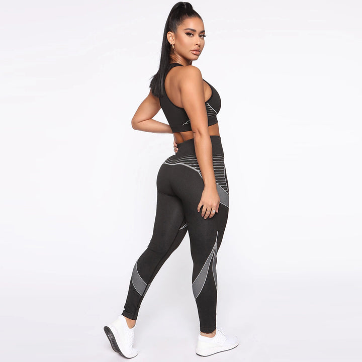 Damer sporty treningssett med høy ytelse BH og figurnær leggings Skjora