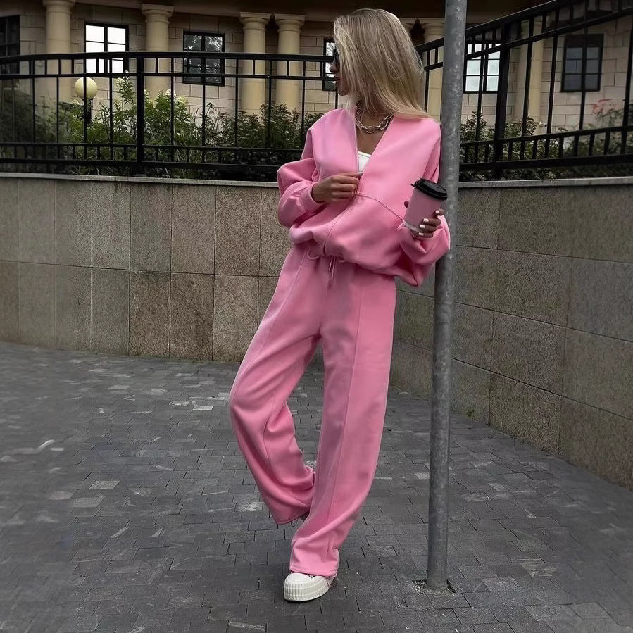 Kvinnenes fashionable og casual sett med halv glidelås