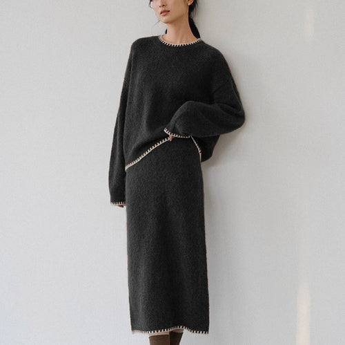 Kvinnens koselige strikkedesign med elegante detaljer Skjora