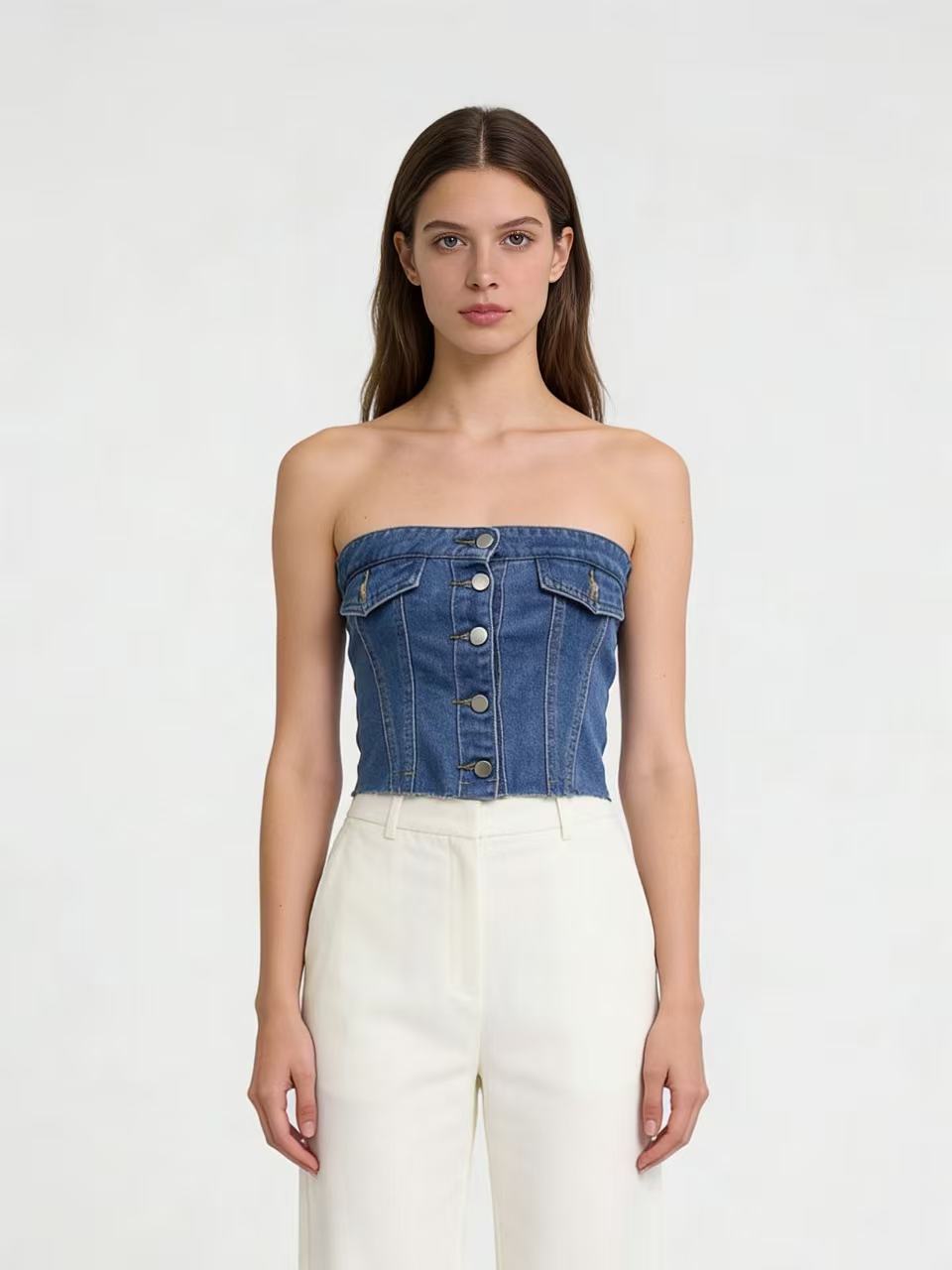Dame Jeans Bustier Top Skjora