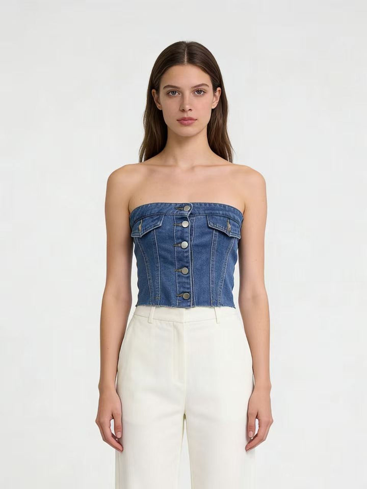 Dame Jeans Bustier Top Skjora
