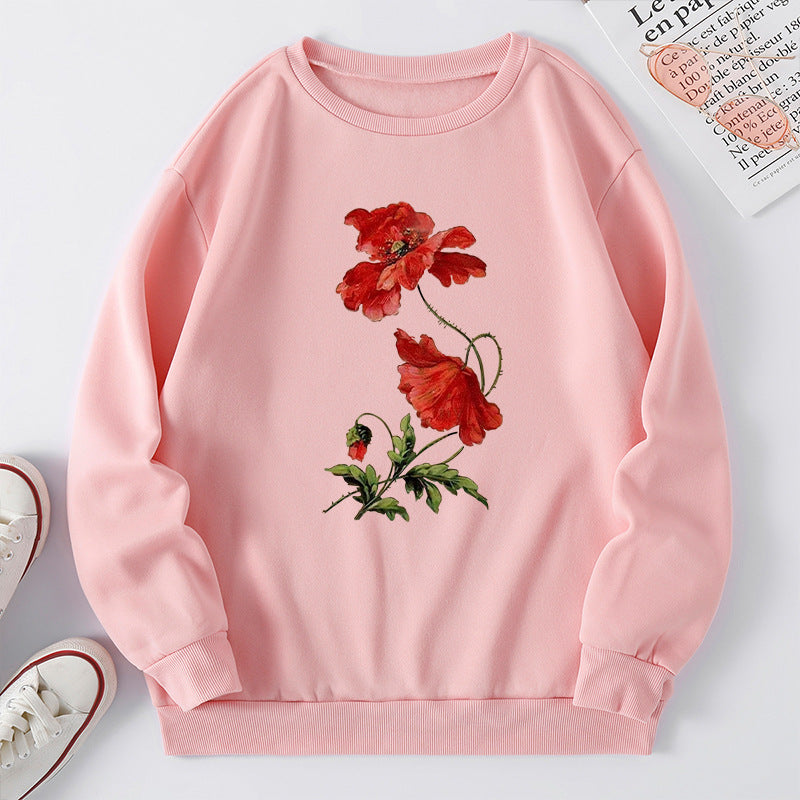 Dame sweatshirt med blomsterdesign og komfortabel passform Skjora