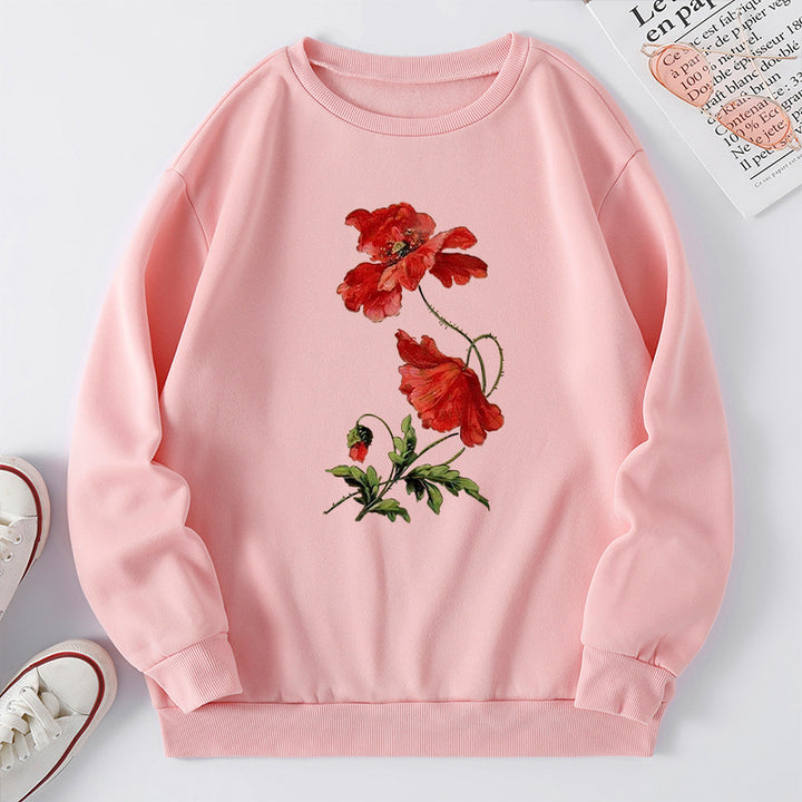 Dame sweatshirt med blomsterdesign og komfortabel passform Skjora