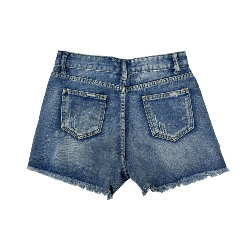 Dame Destroyed Denim Shorts Skjora