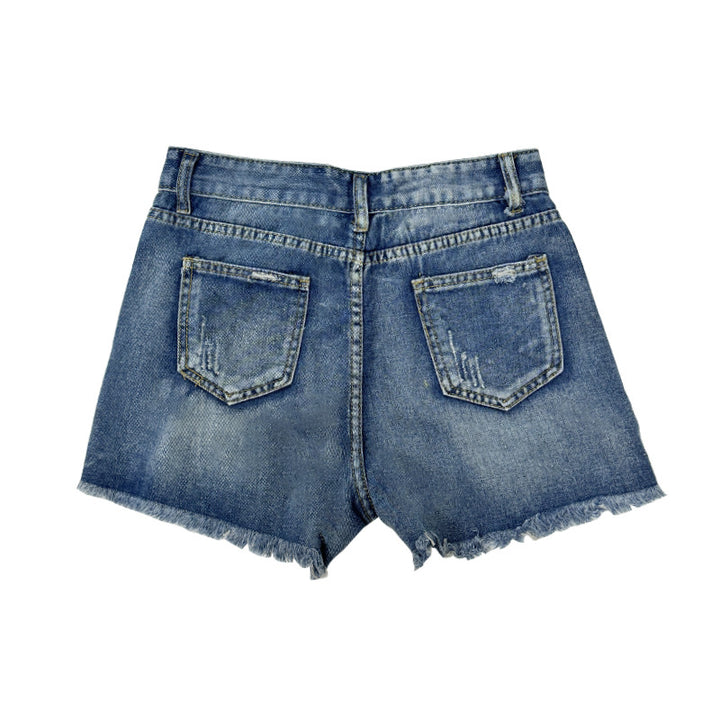Dame Destroyed Denim Shorts Skjora