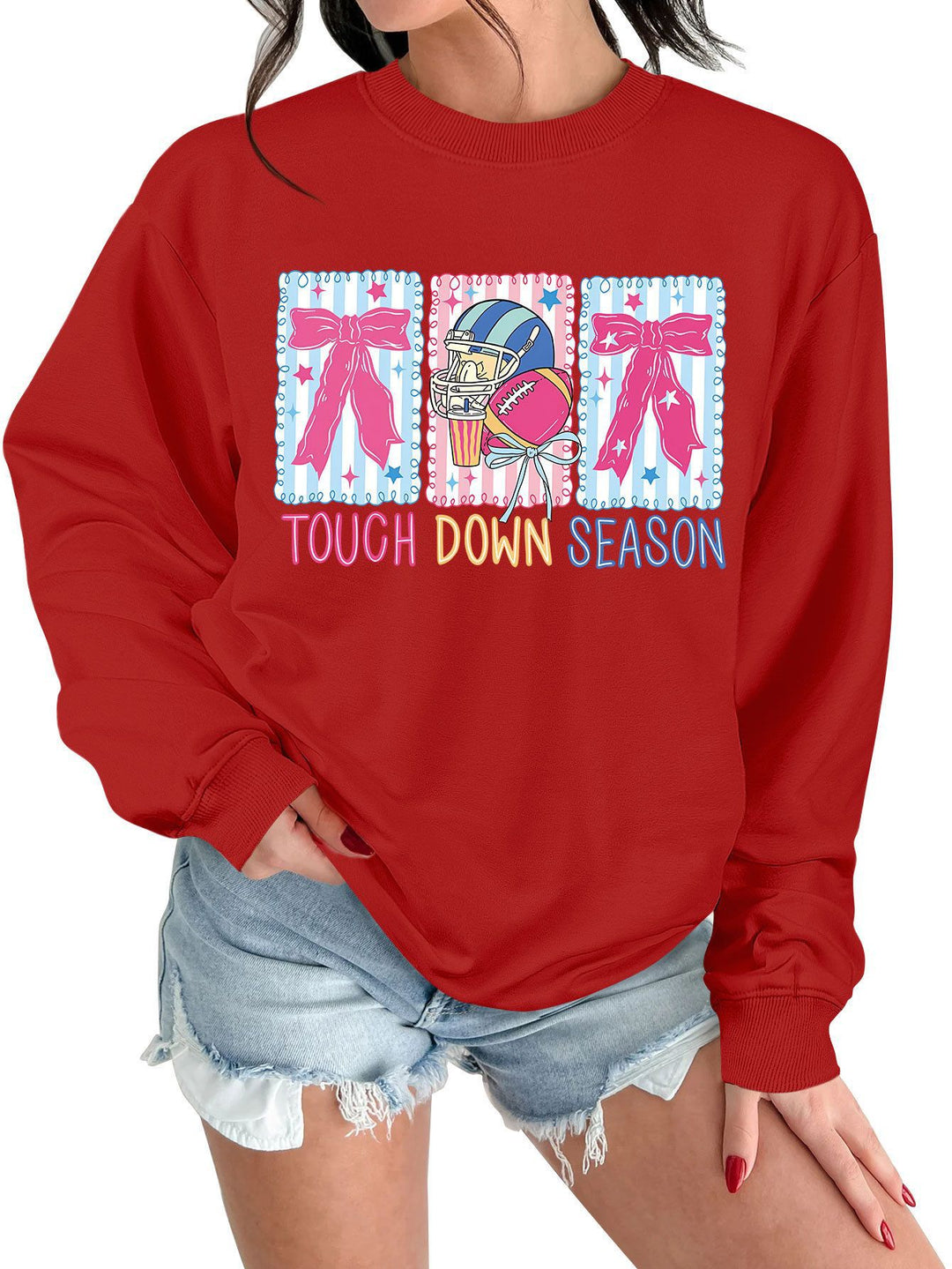 Dame sweatshirts med kreativ fotballmotiv og avslappet snitt Skjora