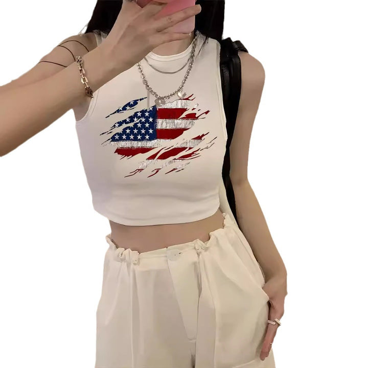 Dame Crop-Top med kreativt sitat og avslappet snitt Skjora
