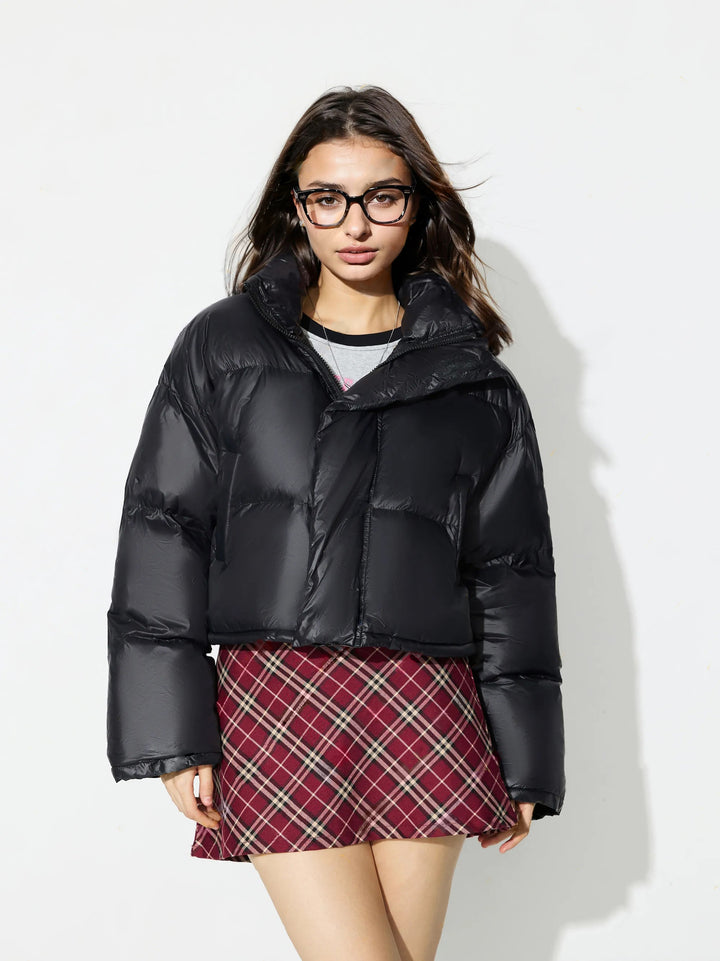 Kvinnenes fashionable dunjakke med dropped skuldre og trendy krage Skjora
