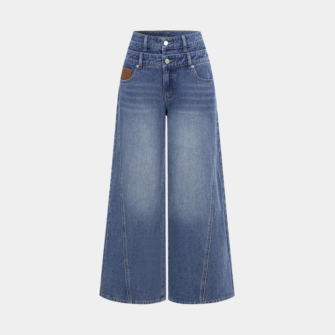 Dame moteriktig høy midje jeans med vid ben Skjora