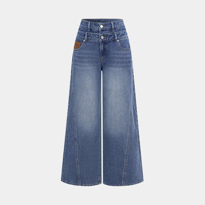 Dame moteriktig høy midje jeans med vid ben Skjora