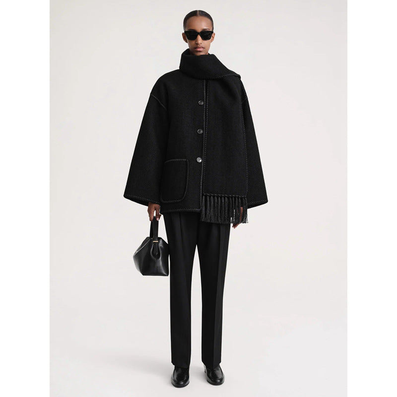 Dame elegant og allsidig Ull Poncho Skjora