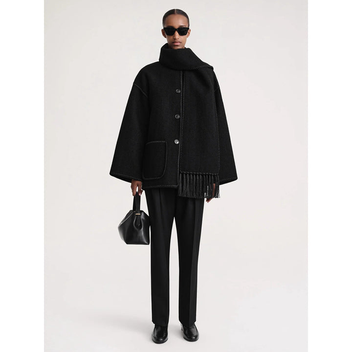 Dame elegant og allsidig Ull Poncho Skjora