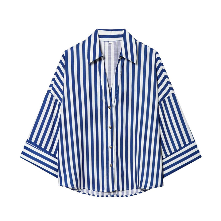 Dame skjorte-bluse med avslappet snitt og elegante 3/4-ermer Skjora