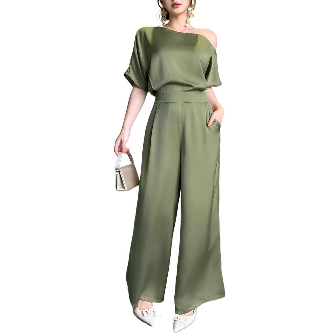 Dame One Shoulder Jumpsuit med vid ben og elegant snitt Skjora