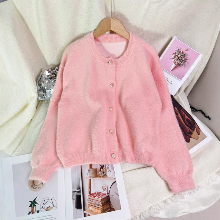 Dames koselige cardigan med perle-dekorert knapper og moderne snitt Skjora