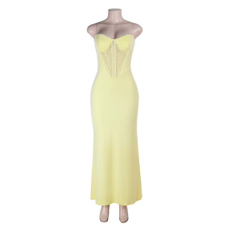 Dame elegant bodycon maxikjole med spisse accenter Skjora