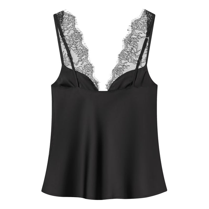 Dame elegant camisoletopp med spissbesetning og høykvalitets stoff Skjora