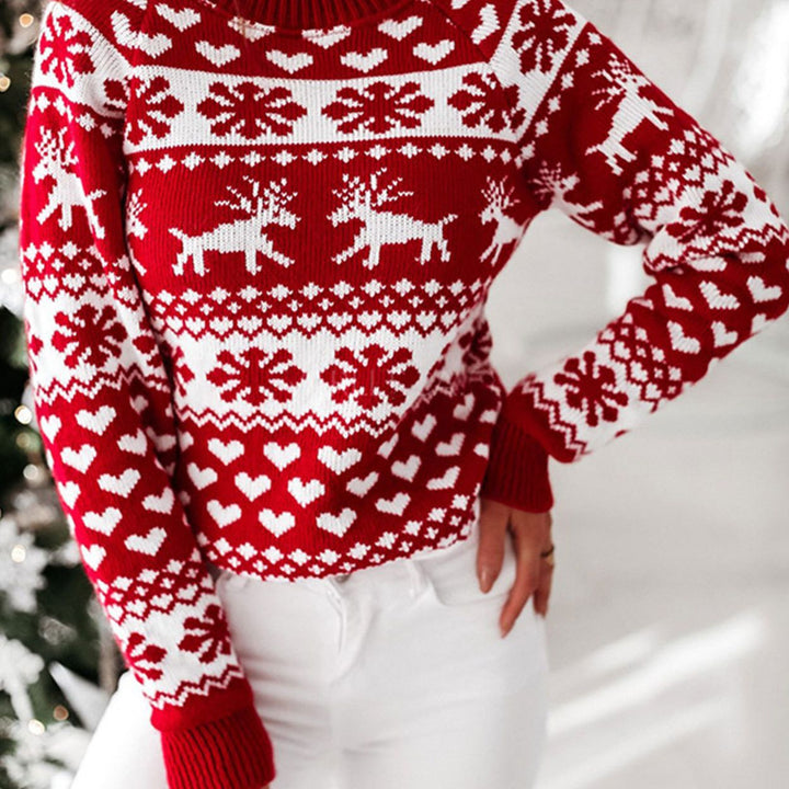 Kvinnens koselige julesweater med tradisjonelt mønster Skjora