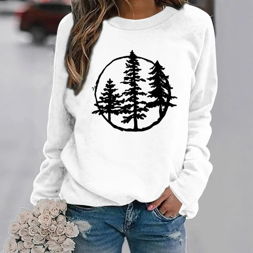 Kvinnelig sweatshirt med kult naturmotiv og avslappet passform Skjora