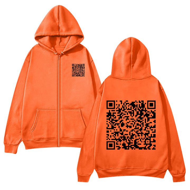 Damegen hettejakke med QR-kode design og myk fleece Skjora