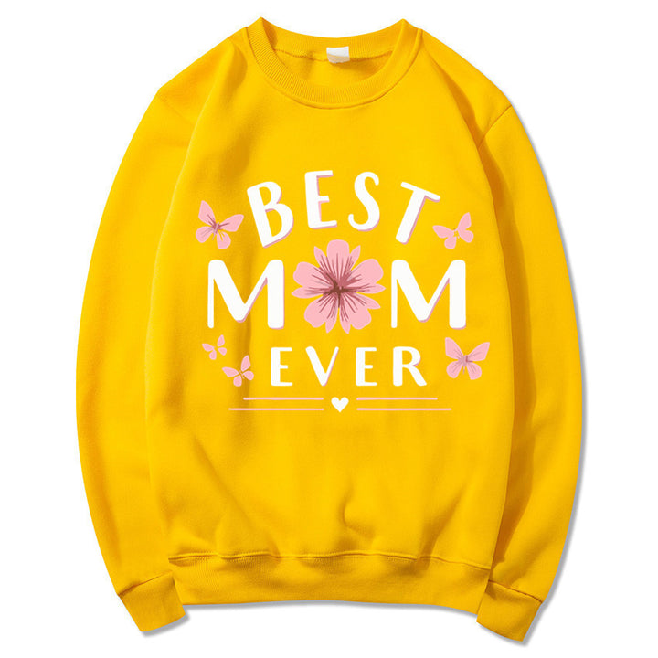 Dame sweatshirt med leken favorittutsagn og blomsterdesign Skjora