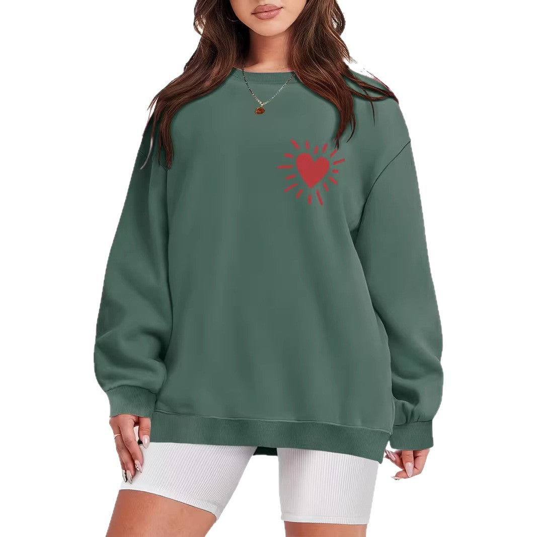 Dames sweatshirt med casual hjerte-motiv og oversized passform Skjora