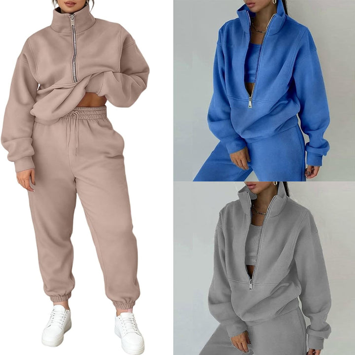 Kvinnens koselige fleece-pullover med høy krage og glidelås Skjora