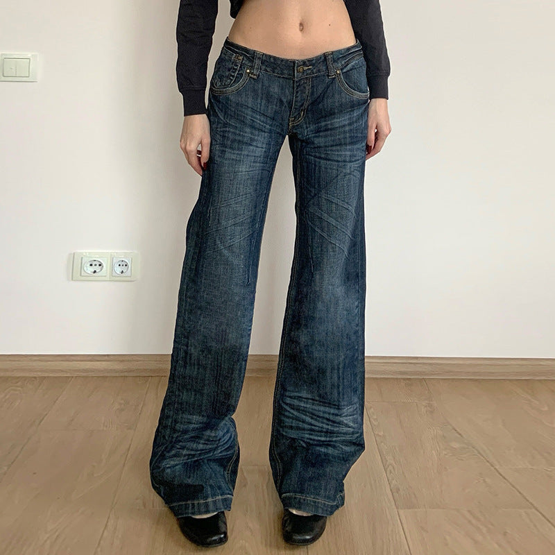 Damer Vidje Jeans i Vintage-stil med høy midje og stilige stikninger Skjora
