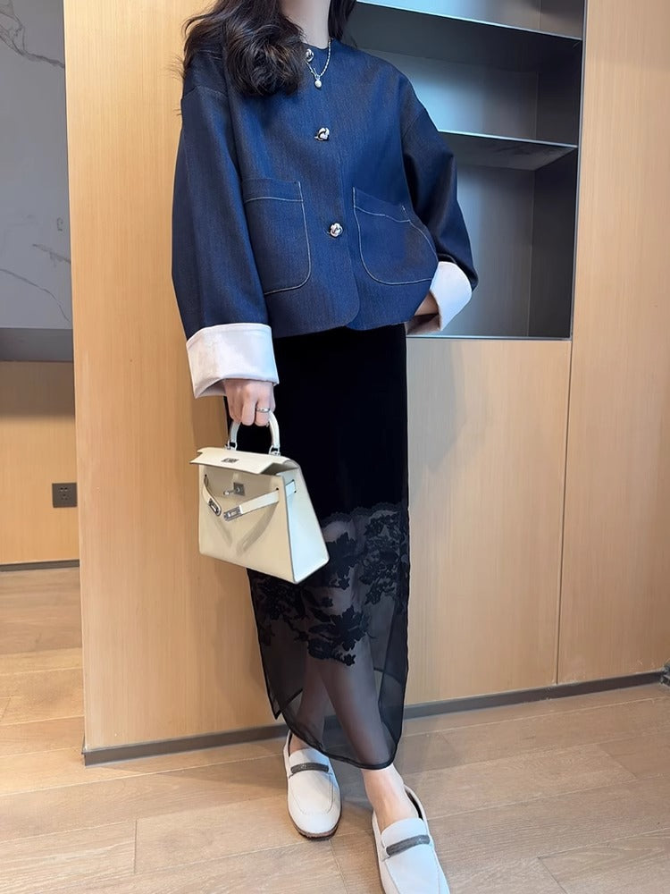 Dames Elegant Kort Blazer Skjora