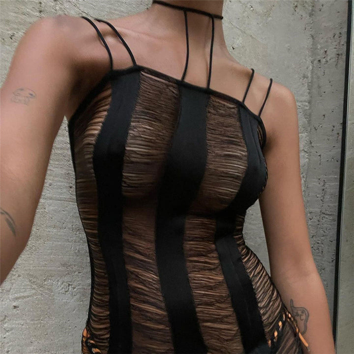 Dame Bodycon overall med ripslook og elegante stropper Skjora