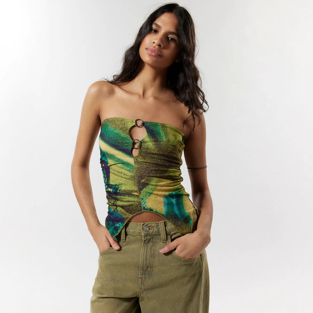 Damer Strapless Top med stilige ringdetaljer Skjora