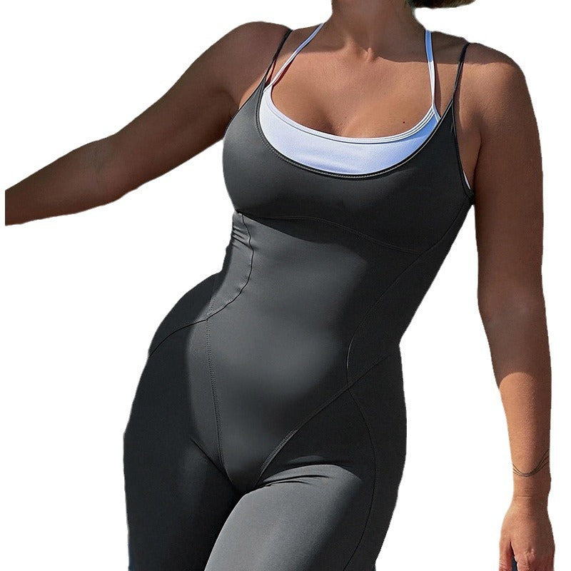 Dame Figurtilpasset Jumpsuit med stropper og asymmetrisk kant Skjora