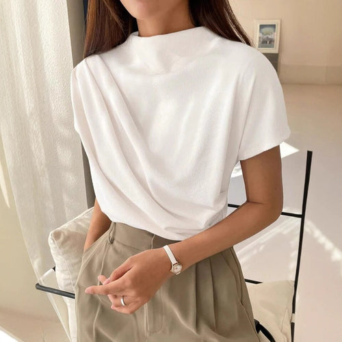 Dame Elegant og avslappet topp med drapert design Skjora