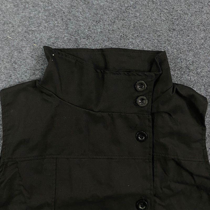 Dame Fashion Bluse Vest med asymmetrisk krage og knapplukking Skjora
