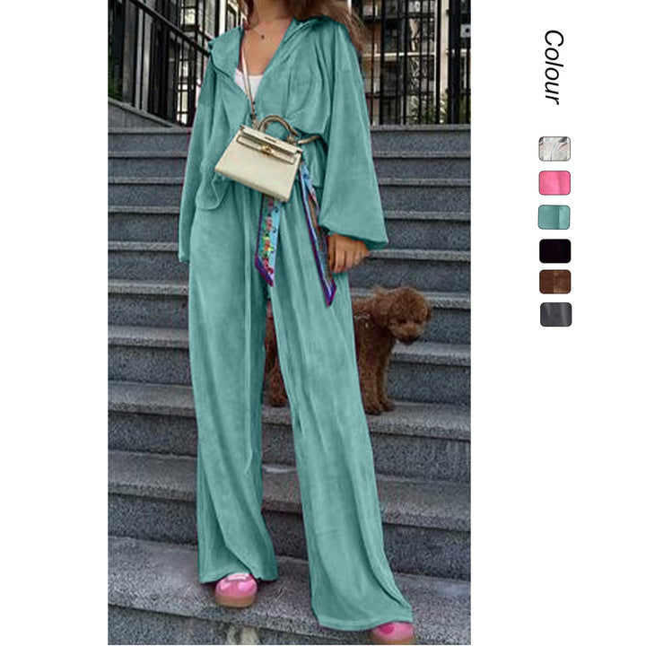 Dame Casual Joggingdress Sett med Løs Passform Topp og Behagelige Bukser