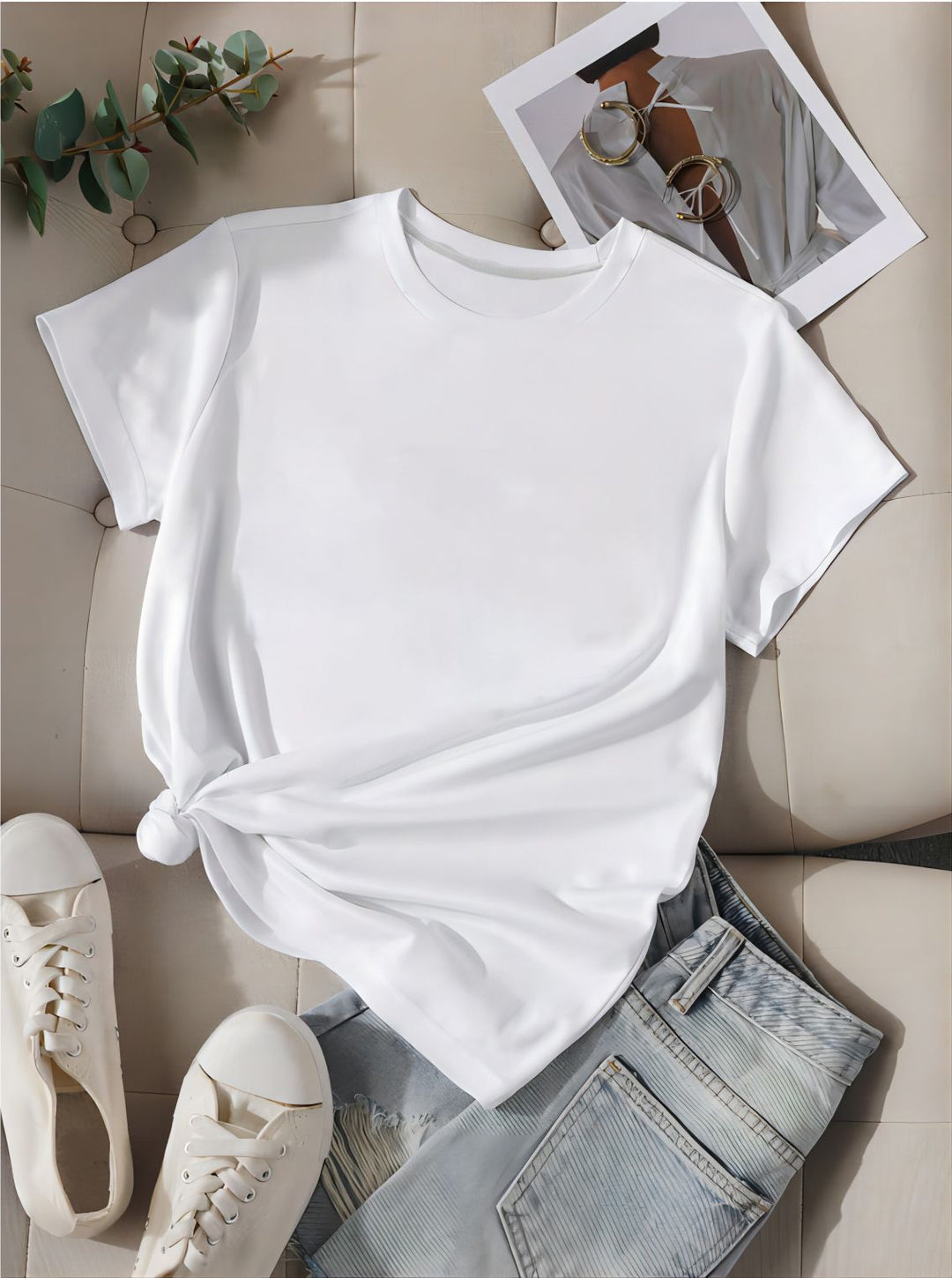 Damer oversized bomull T-skjorte med rett snitt og minimalistisk design Skjora