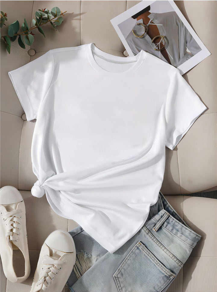 Damer oversized bomull T-skjorte med rett snitt og minimalistisk design Skjora