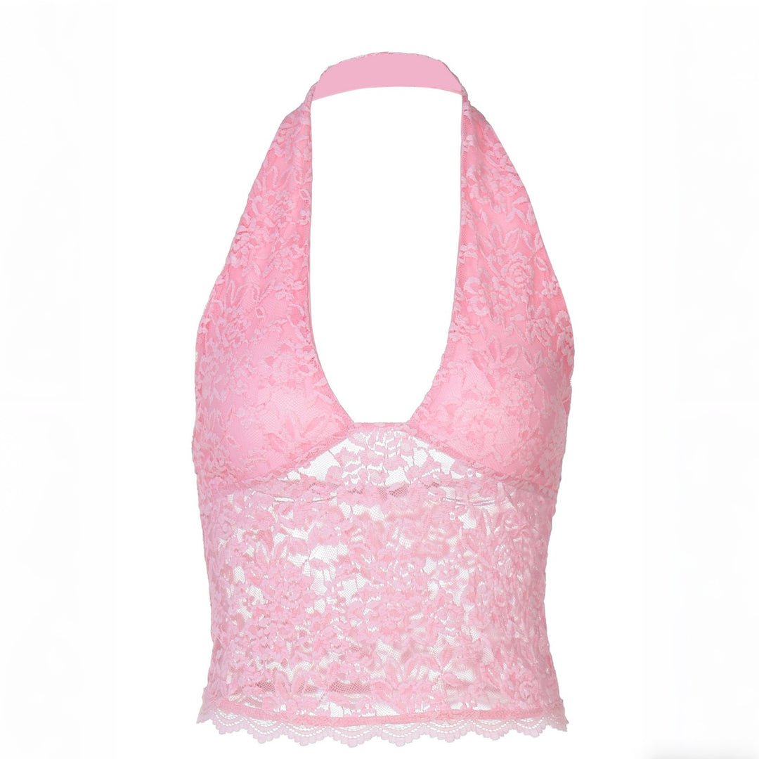 Damer Elegant spisestue Crop-top med dyp V-hals og halter design Skjora