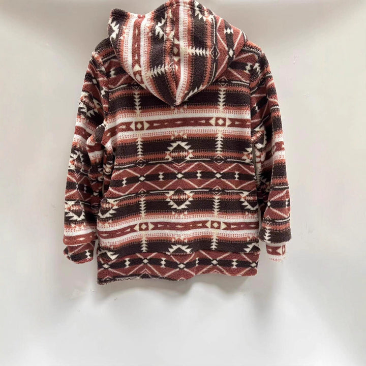 Women's fleece jacket with a tasteful ethnic pattern and practical Skjora zipper