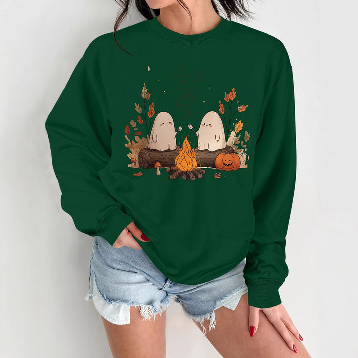 Dame sweatshirt med leken skummel motiv og komfortabel passform Skjora