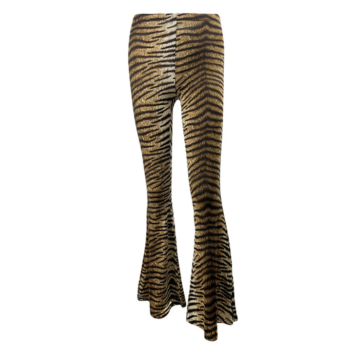 Dame Flared Leggings i dyreprint Tigerstrikk-vask Skjora