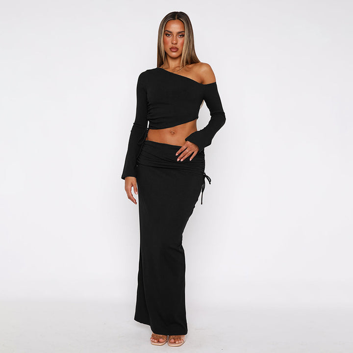 Dame Maxi-kjole med asymmetrisk snitt og elegant rynkning Skjora